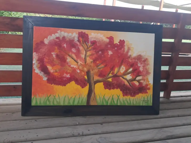 Cuadro pintura árbol otoñal