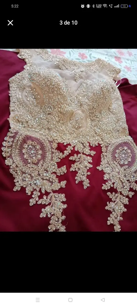 Vestido de noche con encaje plateado - 3