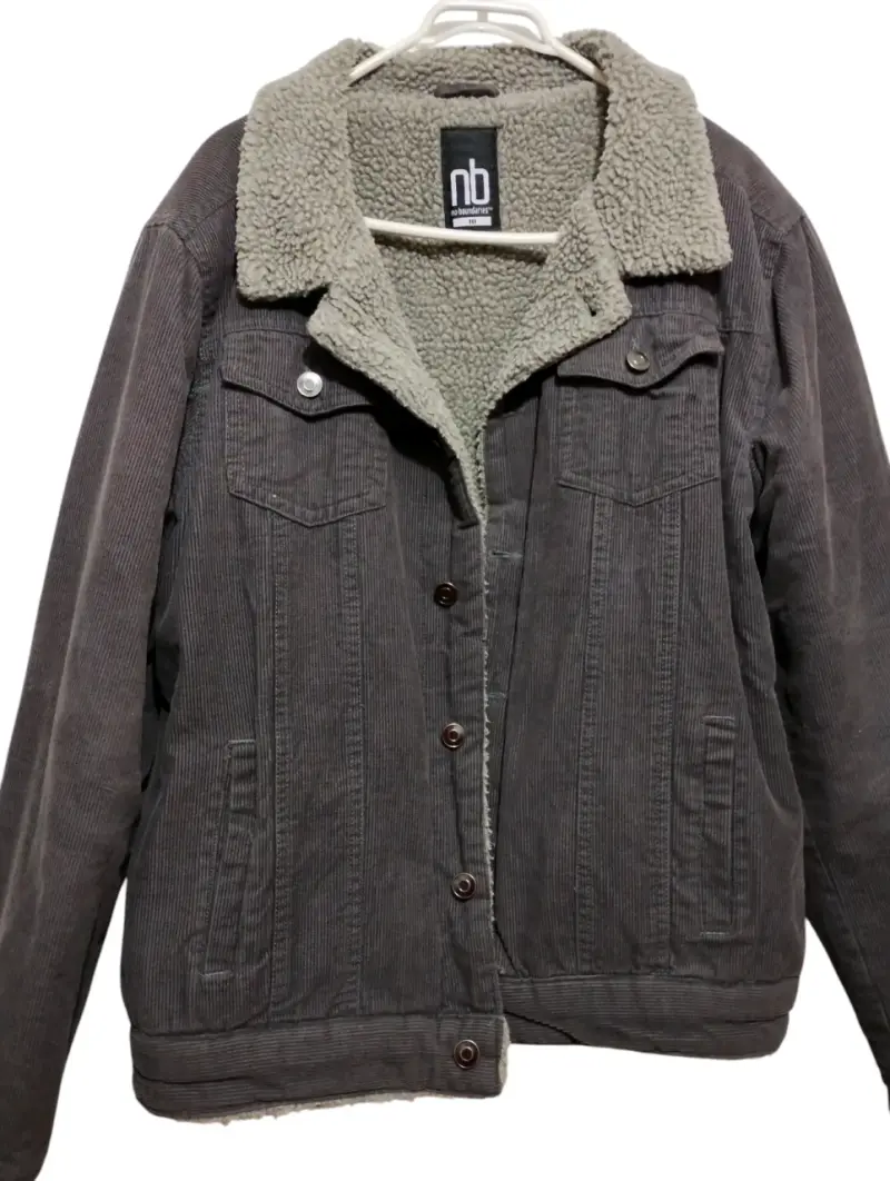 Chaqueta de cotele gris con forro - 1