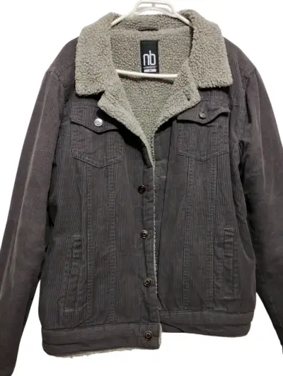 Chaqueta de cotele gris con forro - miniatura 1