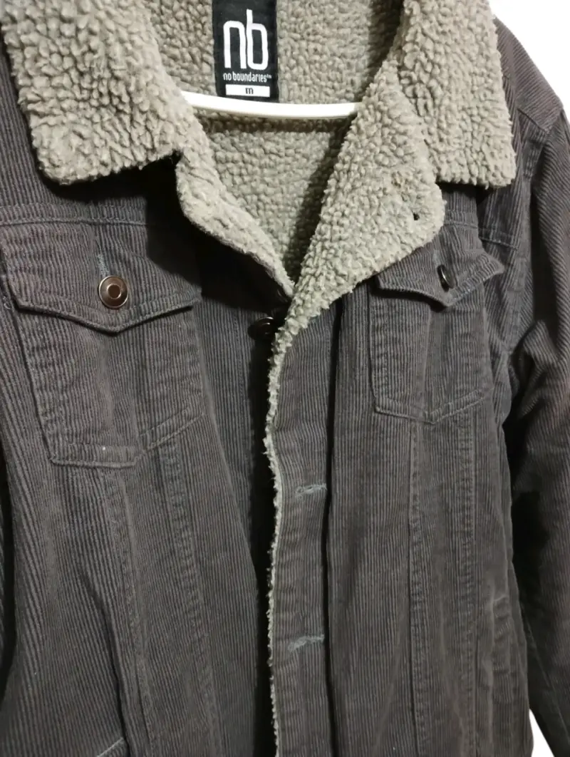 Chaqueta de cotele gris con forro - 2