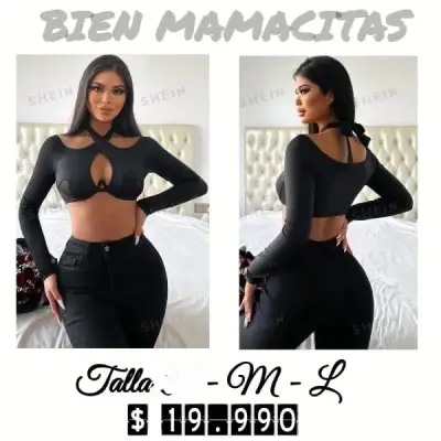 Top negro ajustado con recortes - miniatura 2