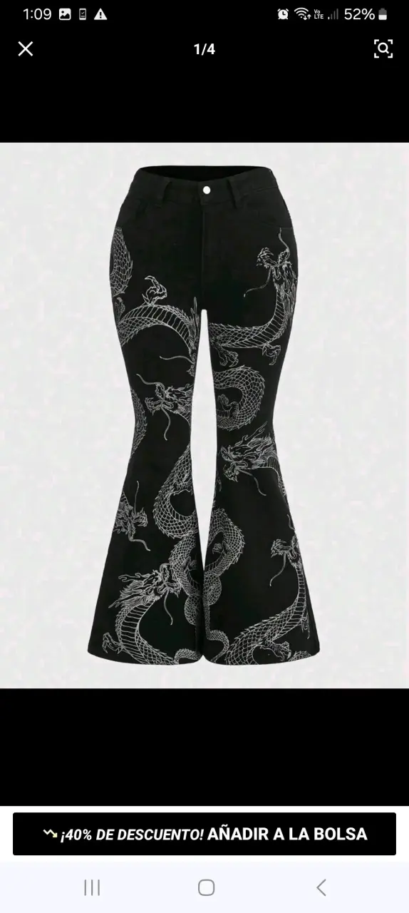Pantalones acampanados con dragones negros - 1