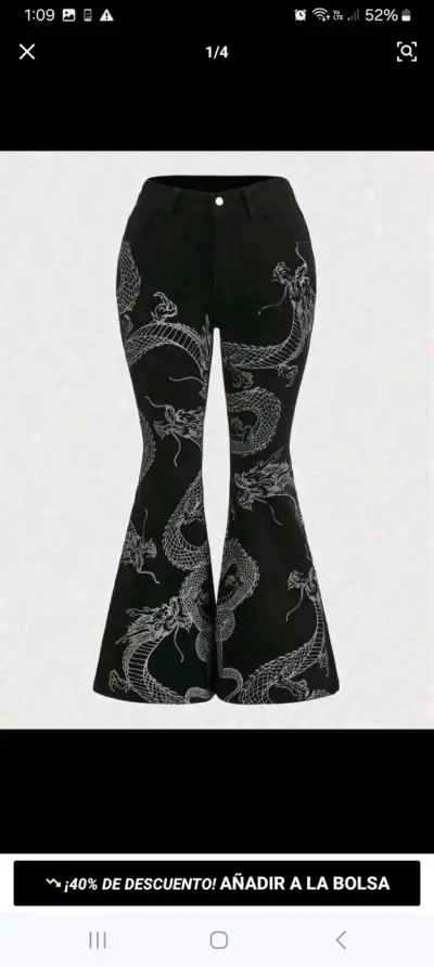 Pantalones acampanados con dragones negros - miniatura 1
