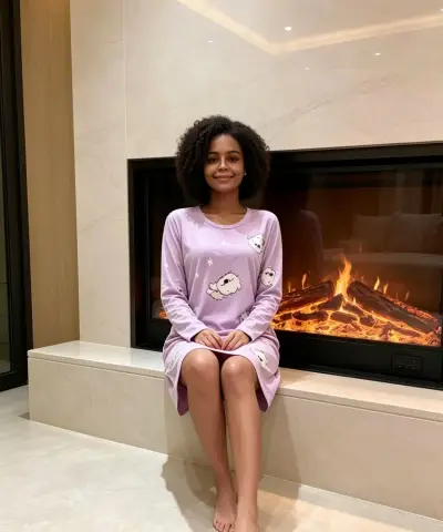 Camisón de invierno con estampado para damas - miniatura 2