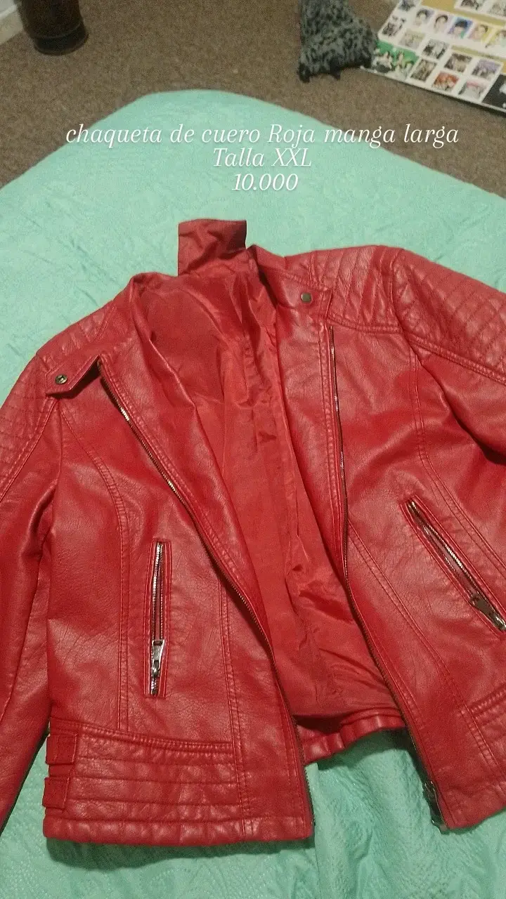 Chaqueta de cuero roja XXL - 1