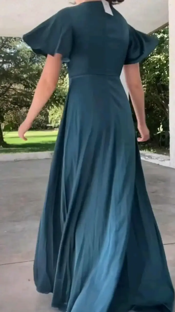 Vestido largo verde elegante - 1