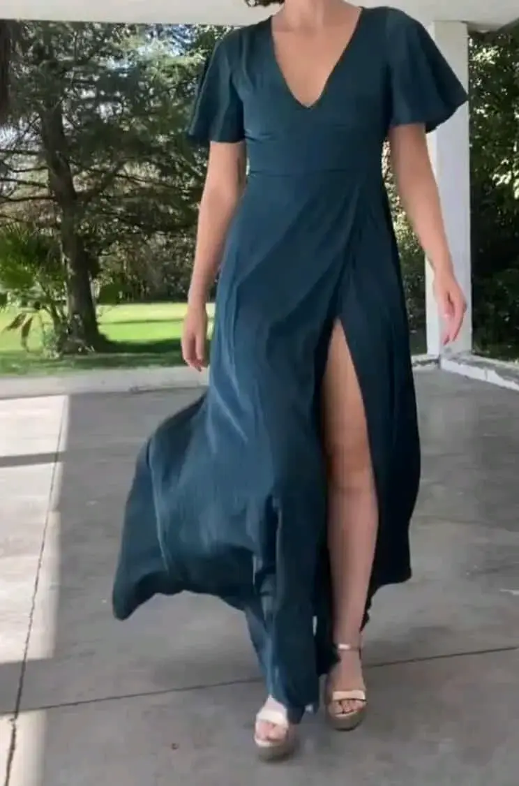 Vestido largo verde elegante - 2