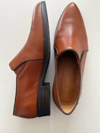 Zapatos de cuero marrón Pollini - miniatura 2