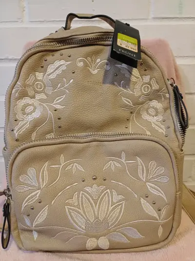 Mochila beige Prüne bordada - miniatura 1