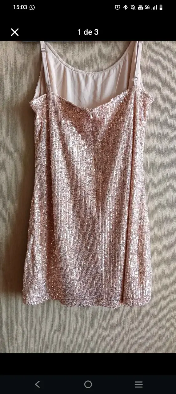Vestido corto brillante dorado - 2