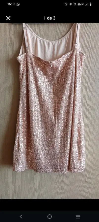 Vestido corto brillante dorado - miniatura 2