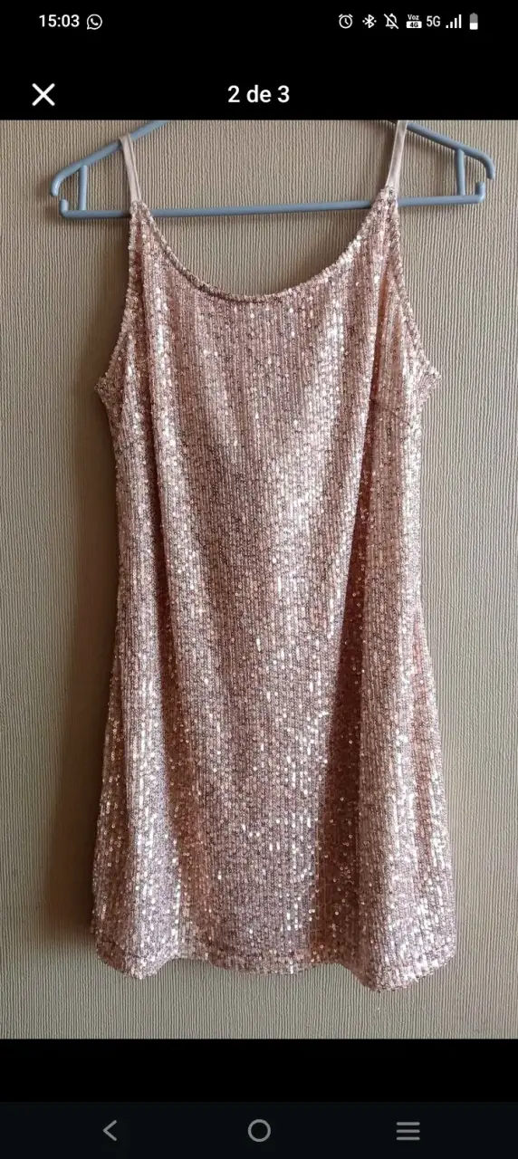 Vestido corto brillante dorado - 3