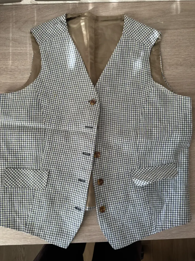 Vest cuadrillé azul claro - 1