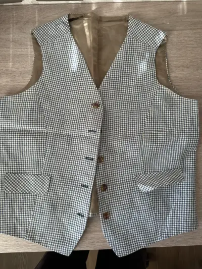 Vest cuadrillé azul claro - miniatura 1