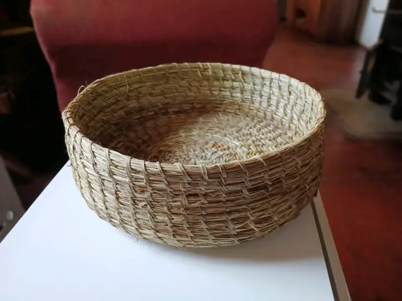 Canasto de ñocha, tejido a mano punto aduja - 1