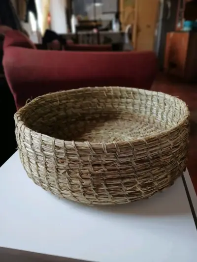Canasto de ñocha, tejido a mano punto aduja - miniatura 2
