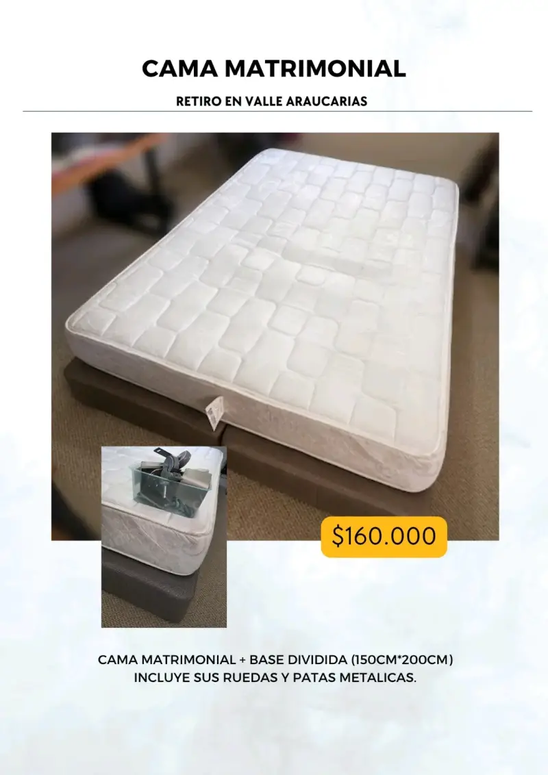 Cama matrimonial con base dividida