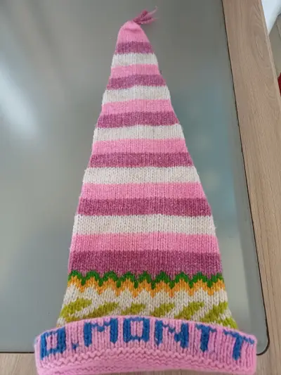 Gorro de lana a rayas rosas - miniatura 1