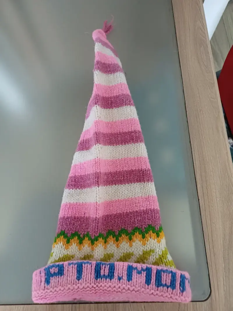 Gorro de lana a rayas rosas - 2
