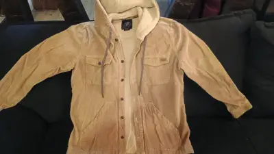 Chaqueta de cotele con piel, con capucha - miniatura 1