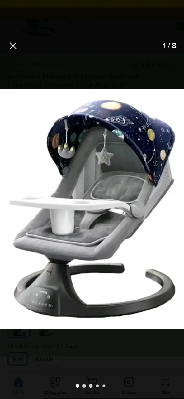 Mecedora eléctrica azul para bebé