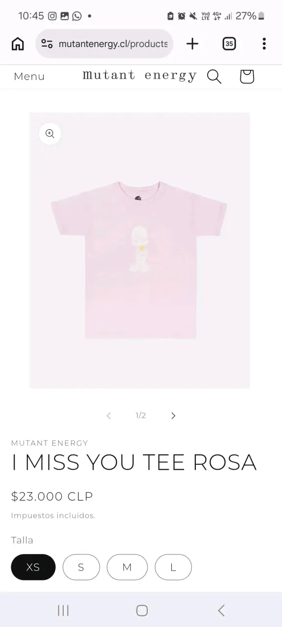 Polera rosa 'I Miss You'