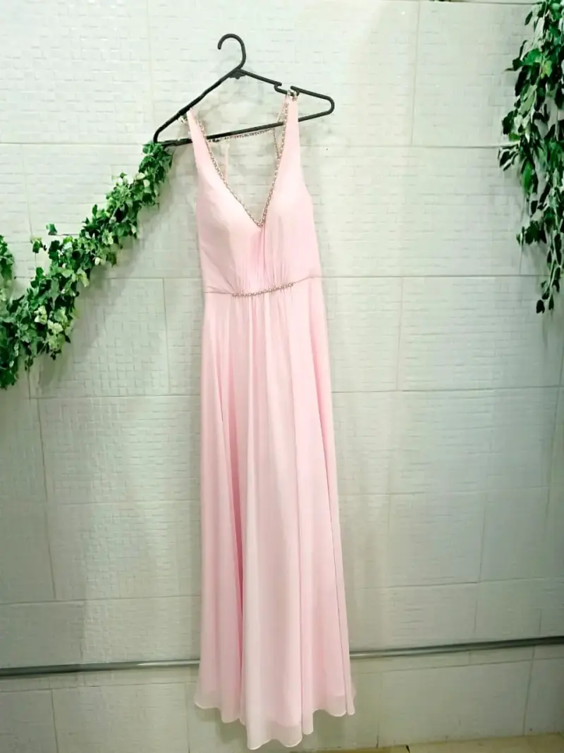 Vestido largo rosa elegante - 2
