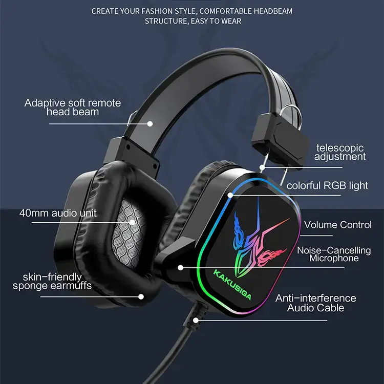 Auriculares gaming negros y rojos - 2
