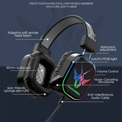 Auriculares gaming negros y rojos - miniatura 2