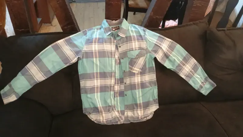 Camisa a cuadros azul y gris - 1