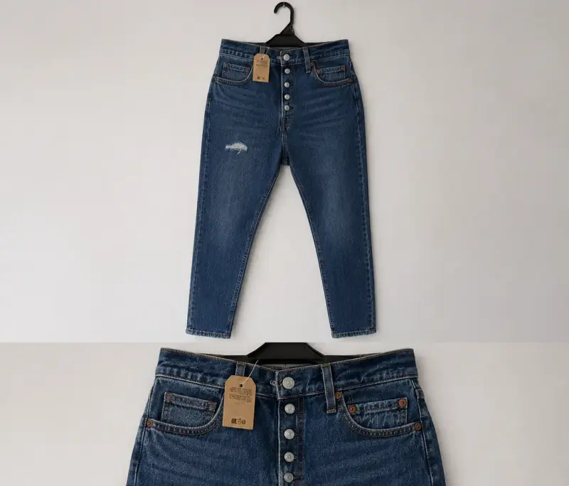 Jeans azul con botones - 1