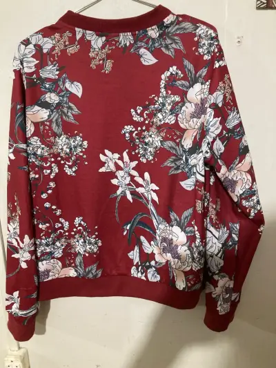 Chaqueta roja burdeo floral mujer - miniatura 5
