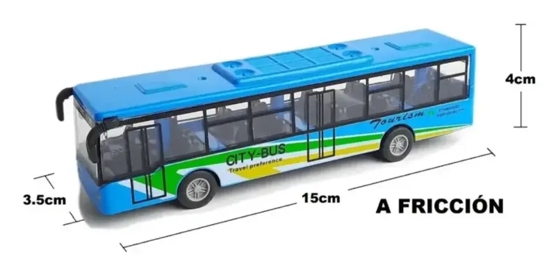 Bus juguete tipo Transantiago a fricción. - 2
