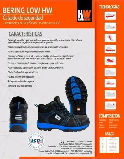 Zapatillas de seguridad HW Bering  negras y azules - miniatura 3