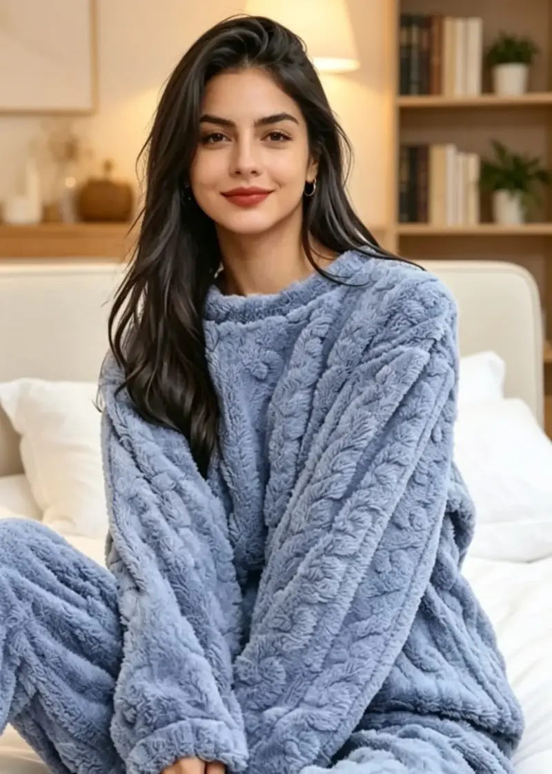 Pijama de felpa azul talla XL/XXL - 3