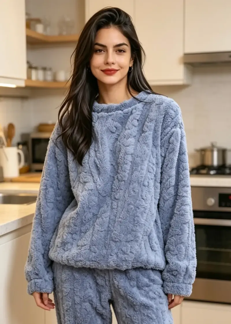 Pijama de felpa azul talla XL/XXL - 4