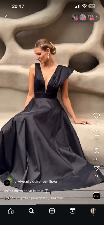 Vestido largo negro elegante - miniatura 1