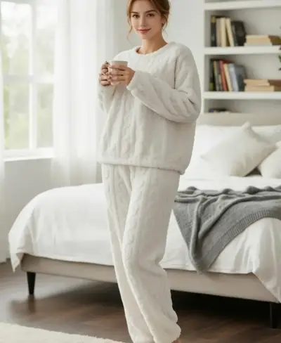 Conjunto pijama polar blanco talla XL/XXL - miniatura 2