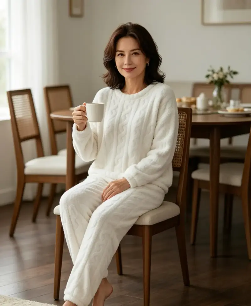 Conjunto pijama polar blanco talla XL/XXL - 3