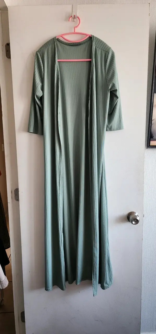 Set de pantalón, kimono y top verde - 2