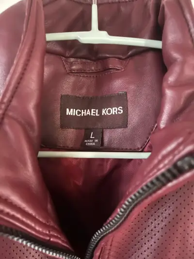 Chaqueta de cuerina burdeo Michael kors - miniatura 2