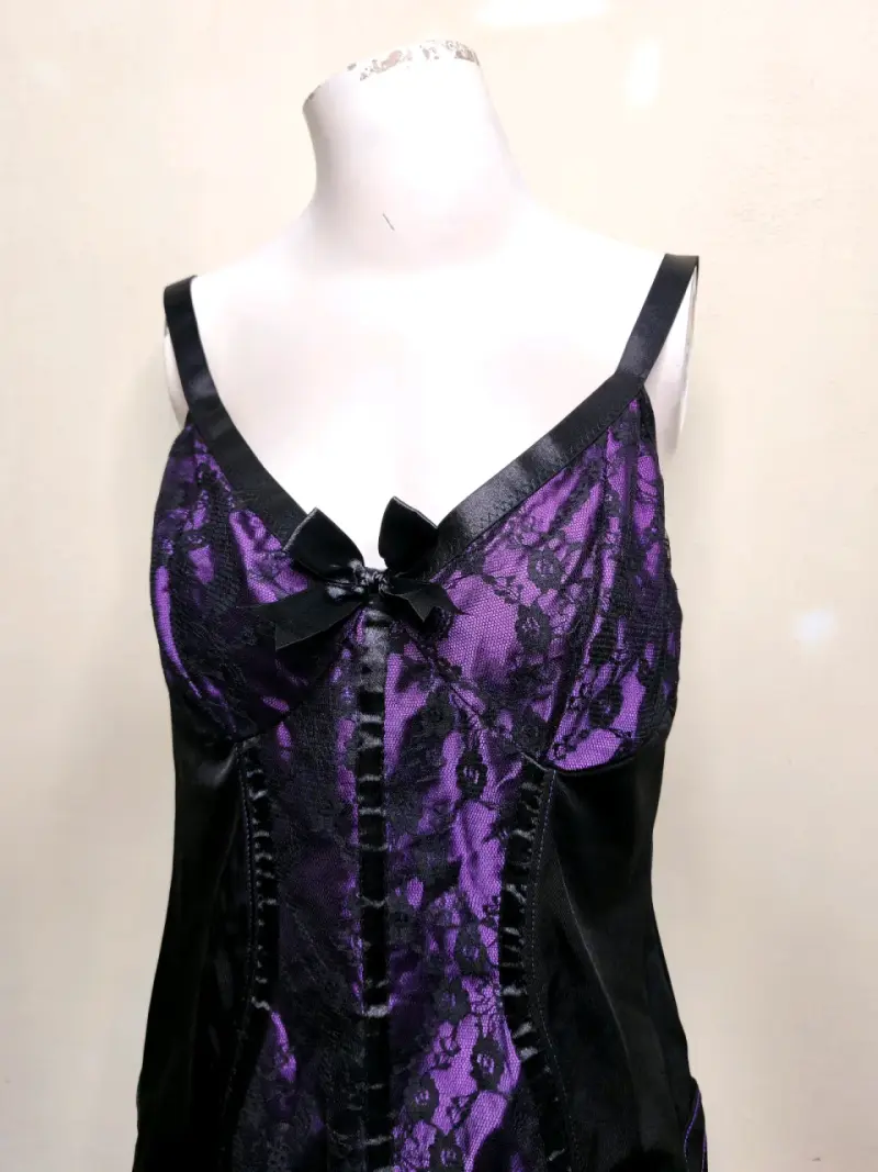 Baby doll encaje negro y morado - 3
