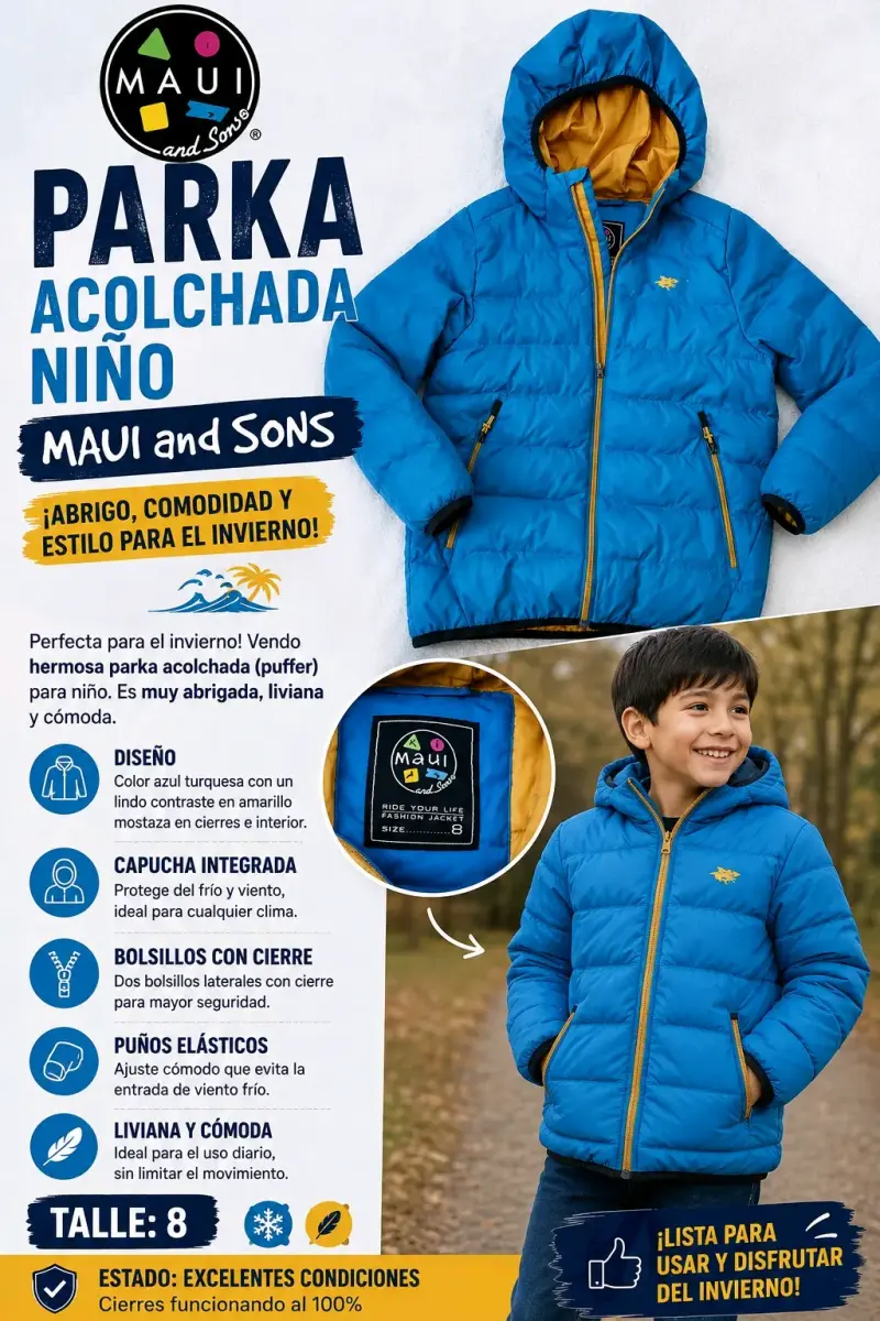Linda Parka acolchada niño talla 8 Maui and Sons - 1