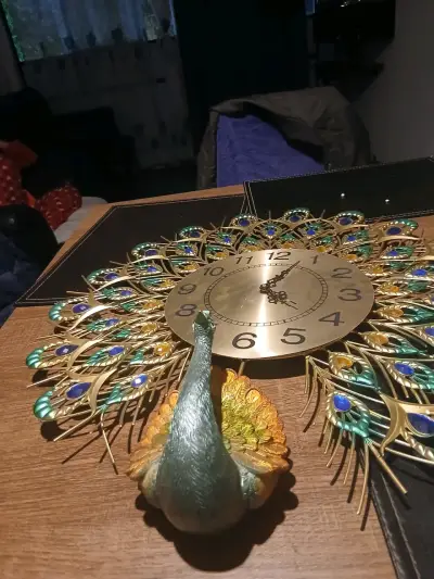 Reloj de pared pavo real decorativo - miniatura 2