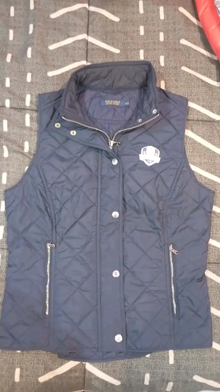 Chaleco acolchado azul sin mangas polo golf - 6