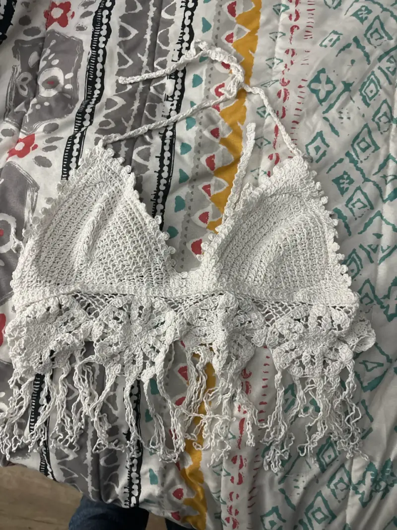 Top bikini crochet blanco - 1