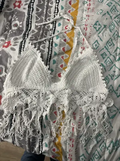 Top bikini crochet blanco - miniatura 1