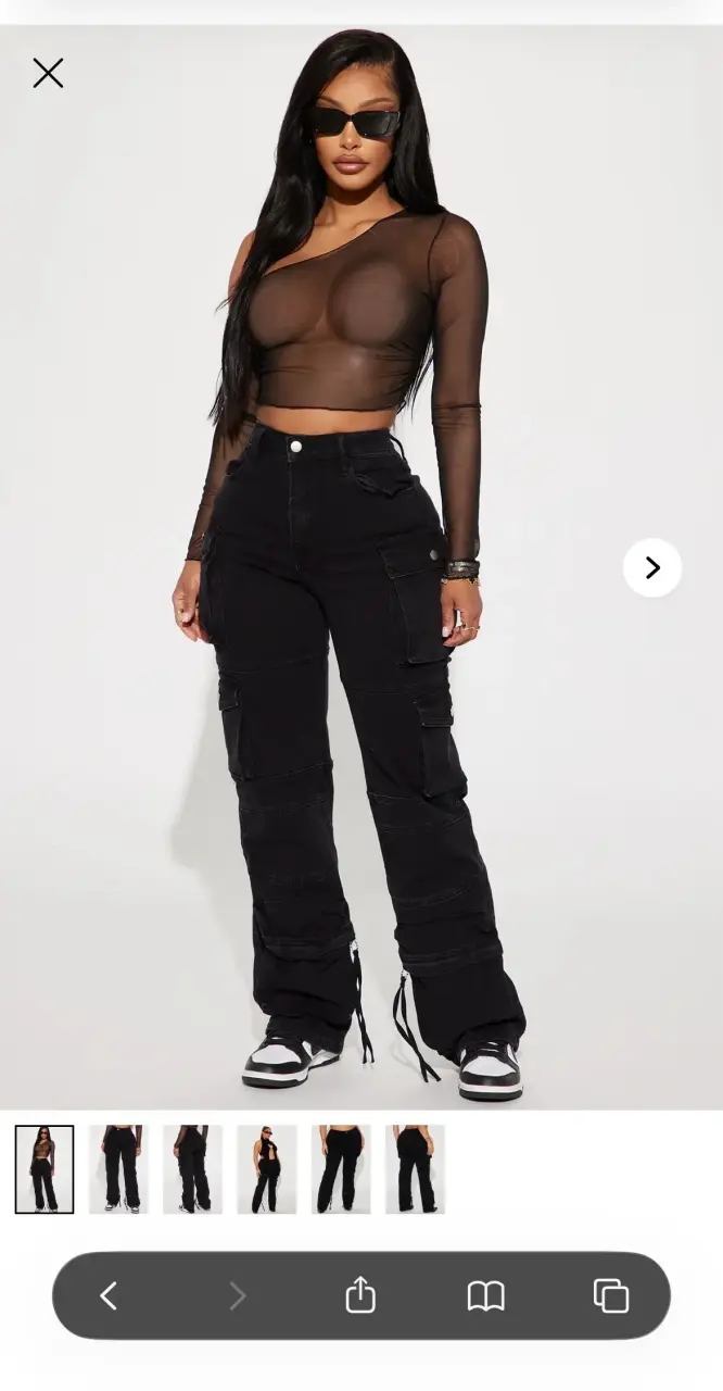Jean cargo negro de mujer - 1
