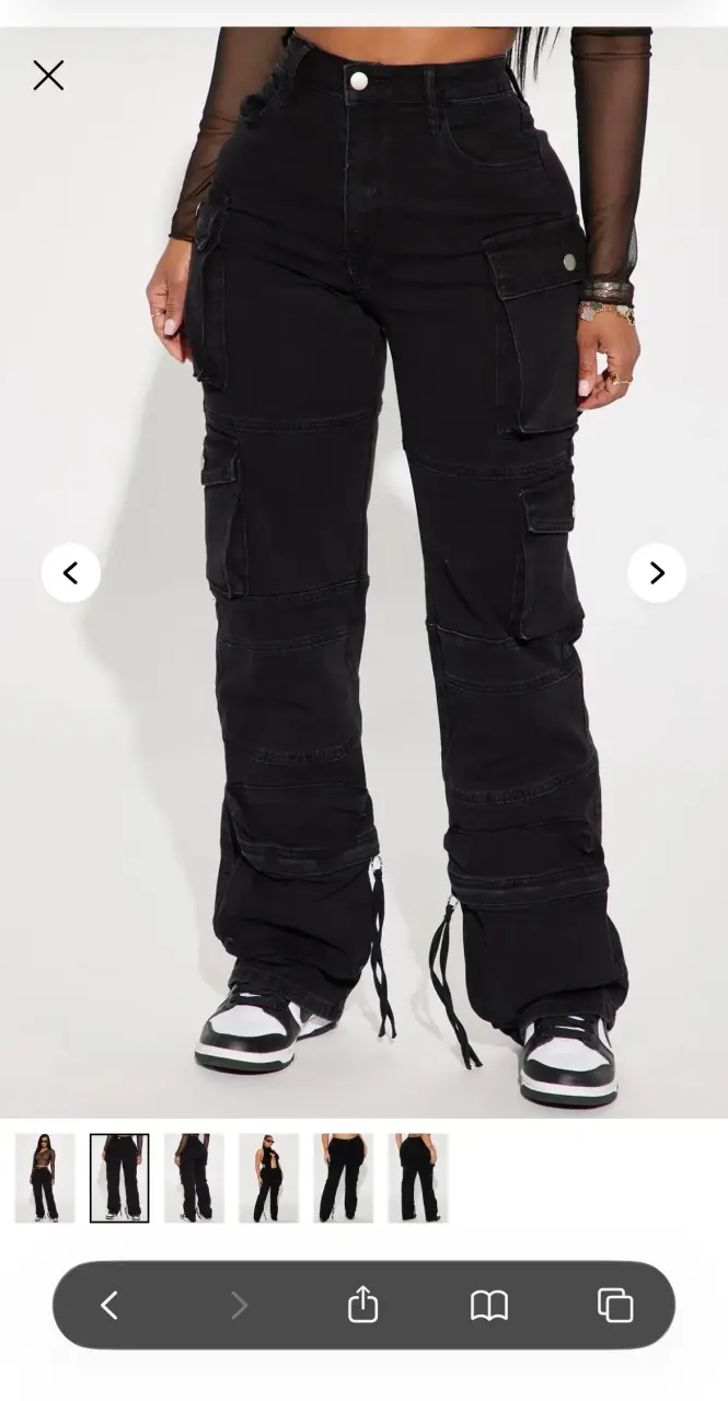 Jean cargo negro de mujer - 2